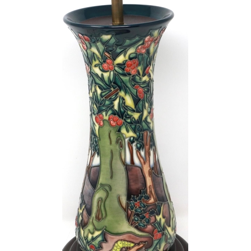 275 - Large Moorcroft lamp base in the Holly Hatch pattern, H: 34 cm. P&P Group 3 (£25+VAT for the first l... 