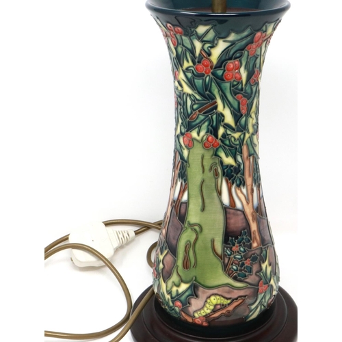 275 - Large Moorcroft lamp base in the Holly Hatch pattern, H: 34 cm. P&P Group 3 (£25+VAT for the first l... 