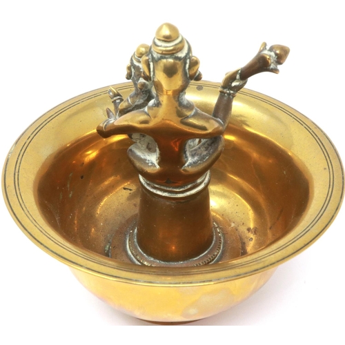 290 - Oriental brass censer with applied figure to the bowl. P&P Group 1 (£14+VAT for the first lot and £1... 