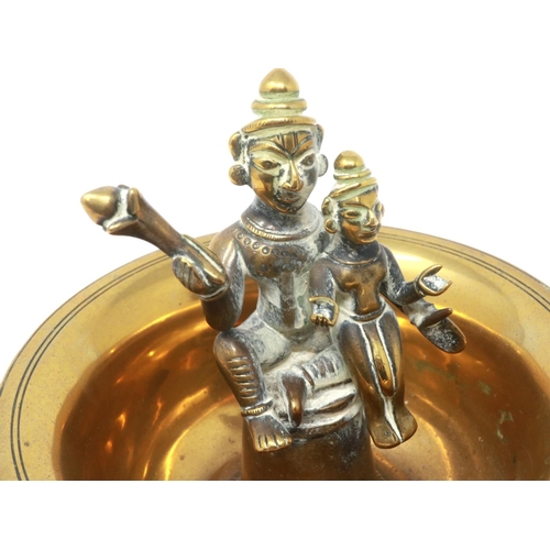 290 - Oriental brass censer with applied figure to the bowl. P&P Group 1 (£14+VAT for the first lot and £1... 