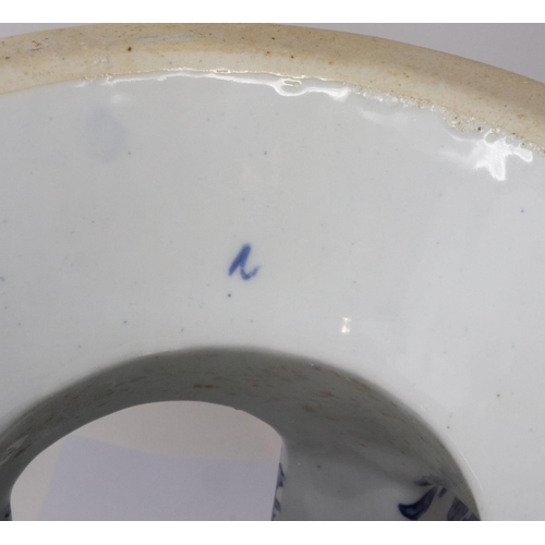 296 - Chinese blue-over-white ceramic stool, decorated with flowers and birds, H: 38 cm. P&P Group 2 (£18+... 