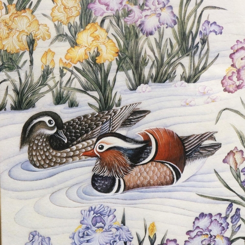 302 - Franklin Mint print on silk, The Tranquility of Summer by Wei Tseng Yang, 54 x 29 cm. Not available ... 