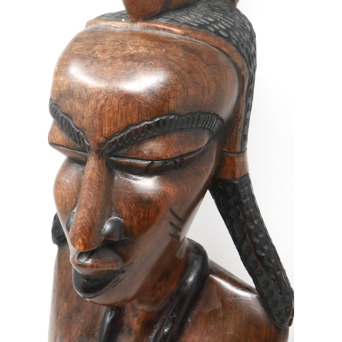 306 - Carved wooden tribal bust figurine, H: 61 cm. Not available for in-house P&P