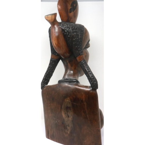 306 - Carved wooden tribal bust figurine, H: 61 cm. Not available for in-house P&P