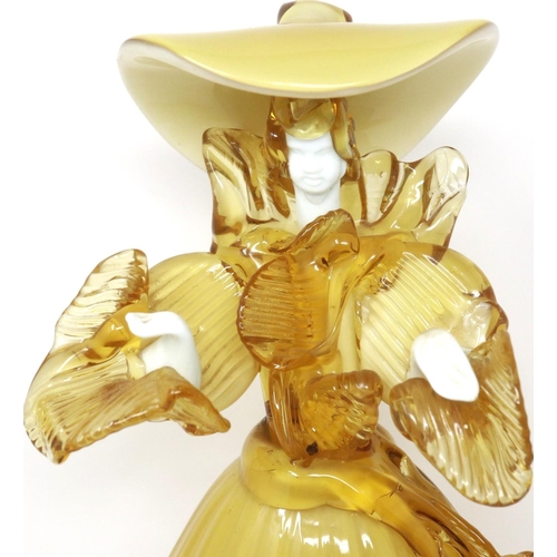 312 - Murano glass figurines signed G Toffolo, H: 34 cm, damage to arms, fleabites to dress. P&P Group 1 (... 
