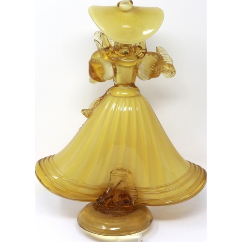312 - Murano glass figurines signed G Toffolo, H: 34 cm, damage to arms, fleabites to dress. P&P Group 1 (... 