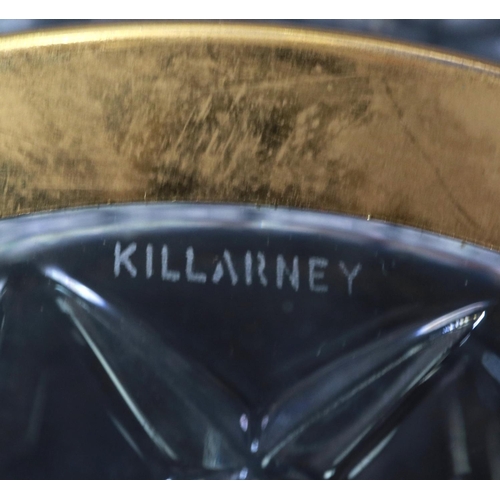 324 - Killarney crystal glass centre bowl on four brass supports, D: 30 cm. P&P Group 3 (£25+VAT for the f... 