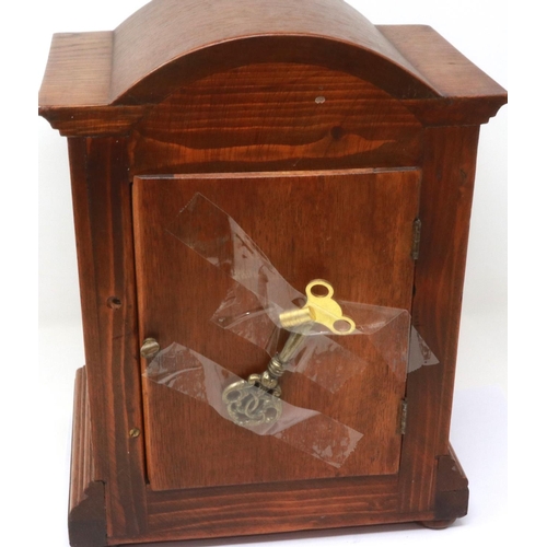 329 - French 19th century oak cased bracket clock with barrel movement, enamelled chapter ring (a/f) and c... 