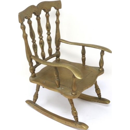 347 - Polished bronze rocking chair, H: 25 cm. P&P Group 3 (£25+VAT for the first lot and £5+VAT for subse... 