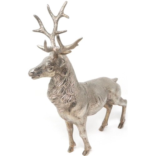 350 - Silver plated horse, fox and stag, stag H: 30 cm. P&P Group 2 (£18+VAT for the first lot and £3+VAT ... 