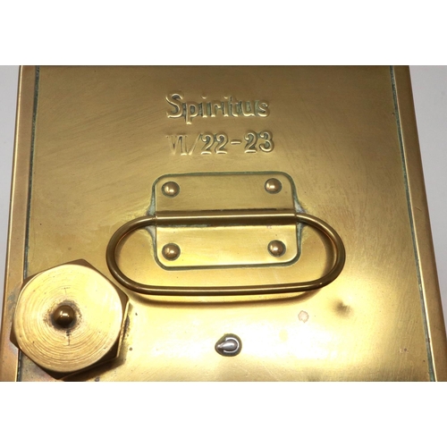 353 - Vintage polished brass motor vehicle oil or petrol can marked Spiritus. P&P Group 3 (£25+VAT for the... 