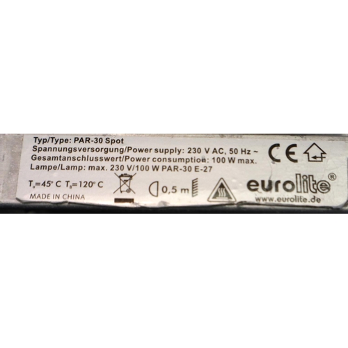 358 - Two aluminium cased stage spotlights with mounting brackets. All electrical items in this lot have b... 