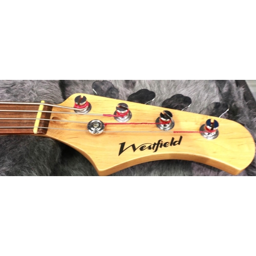 361 - Westfield electric bass guitar with hard carry case. P&P Group 3 (£25+VAT for the first lot and £5+V... 