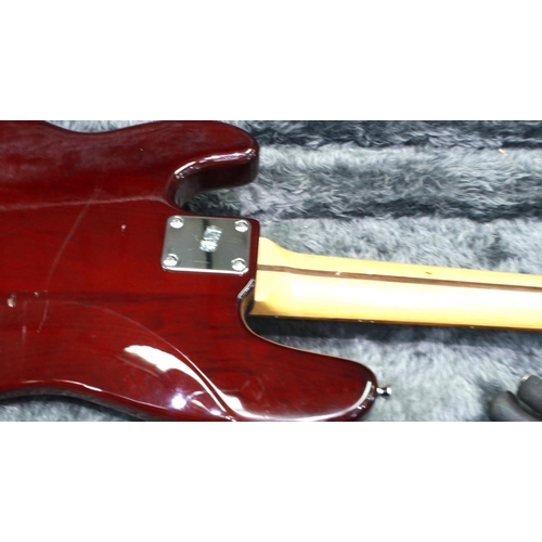 361 - Westfield electric bass guitar with hard carry case. P&P Group 3 (£25+VAT for the first lot and £5+V... 
