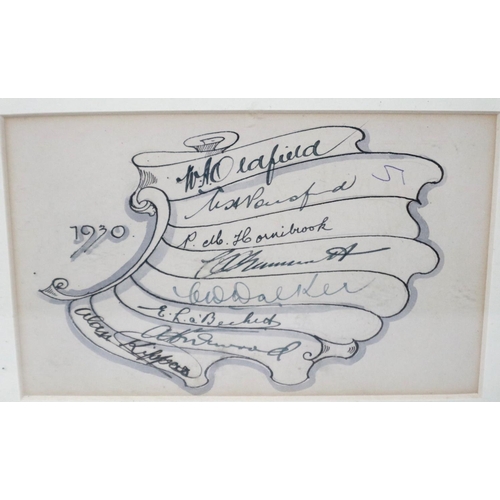 374 - 1930 Australia XI team signatures, including Wall, Jackson, McBale and others, across two pages late... 