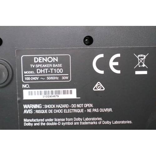 401 - Denon TV speaker base, model DHT-T100 with remote, no power supply. P&P Group 3 (£25+VAT for the fir... 