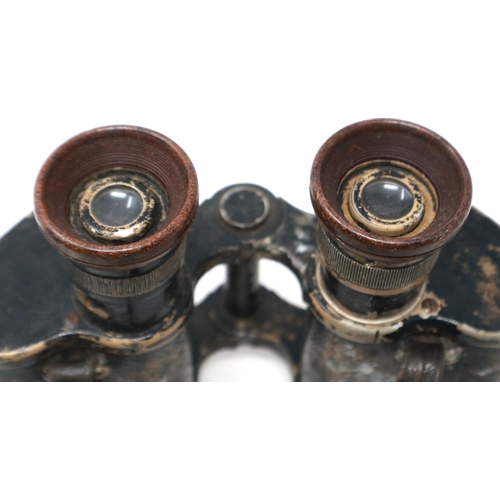 431 - Pair of German WWII period binoculars with traces of desert paint. P&P Group 1 (£14+VAT for the firs... 