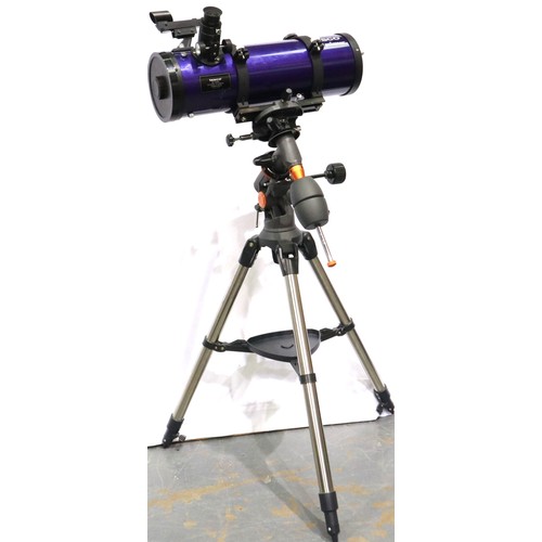 436 - Tasco Galaxsee Newtonian telescope, D-114mm, f=1,000mm on EQ mount and tripod, complete. Not availab... 