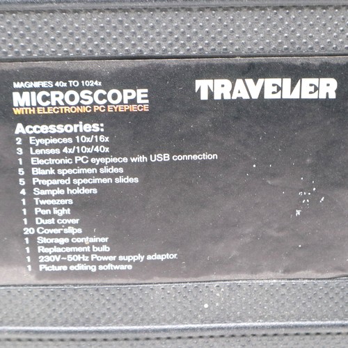 417 - USB Traveller Microscope, 40 x 1024 x enlargement, complete in case. Not available for in-house P&P