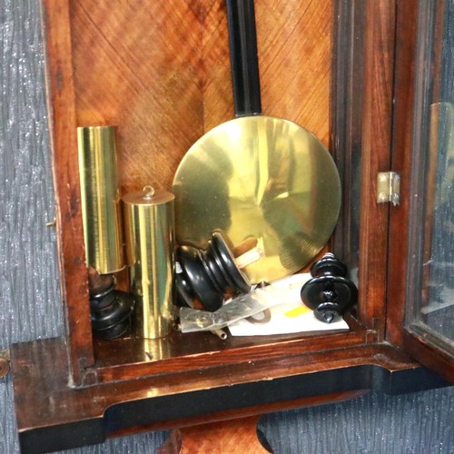 330 - A 19th century Vienna style wall clock, twin weight, with pendulum display door. Not available for i... 