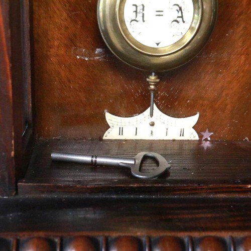 331 - A 19th century Vienna style wall clock, single weight, with pendulum display door. Not available for... 