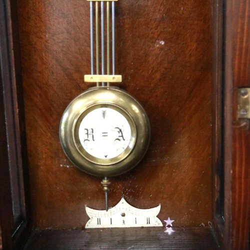 331 - A 19th century Vienna style wall clock, single weight, with pendulum display door. Not available for... 