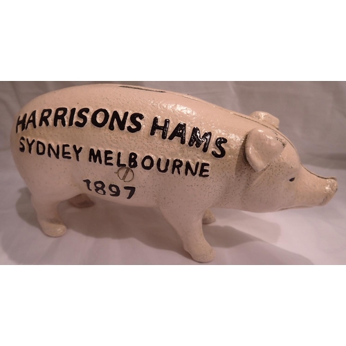 1019 - Cast iron W.Molands and Sons Quaker city hams piggy bank, L: 20 cm. P&P Group 1 (£14+VAT for the fir... 