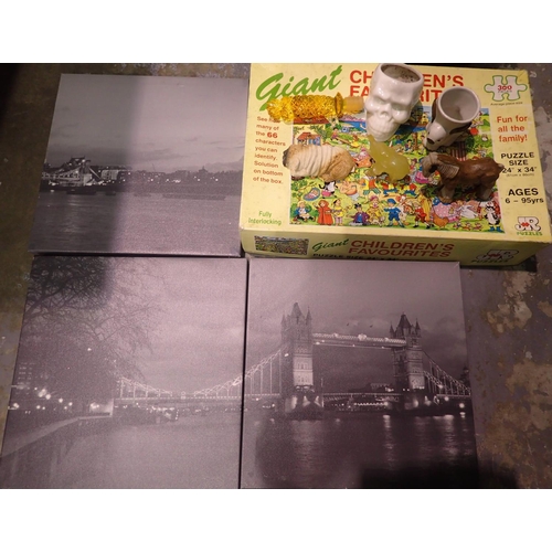 1046 - A selection of mixed items to include a giant jigsaw puzzle 24x34 inches. Not available for in-house... 