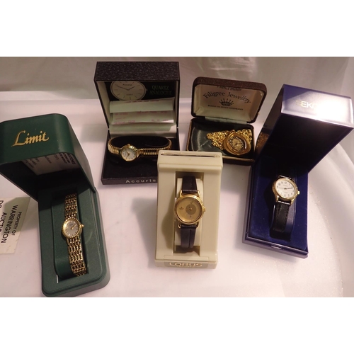 1074 - Ladies wristwatches, including Accurist and Sekonda, with a services mechanical pendant watch, allbo... 