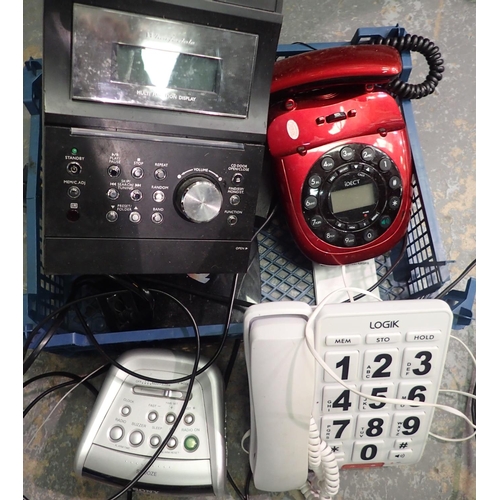 1149 - Quantity of phones and a Wharfedale radio. Not available for in-house P&P