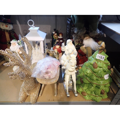 1163 - Selection of good quality Christmas ornaments including a scented candle, Christmas tree etc. Not av... 