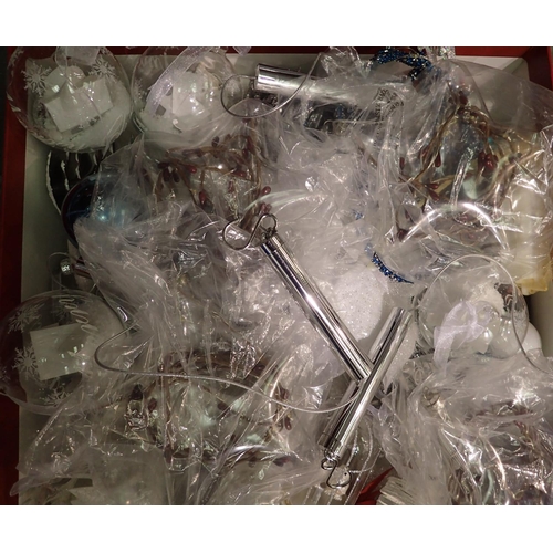 1179 - Box of assorted, good quality Christmas tree ornaments including illuminated examples. Not available... 