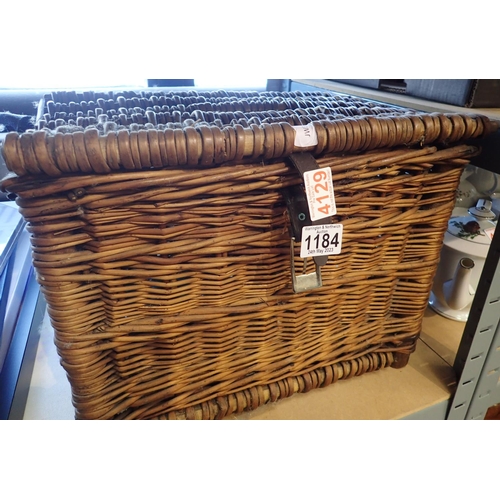 1184 - Wicker fishing basket. Not available for in-house P&P