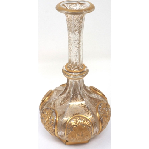 1216 - Gilt Bohemian glass stem vase, H: 18 cm. P&P Group 2 (£18+VAT for the first lot and £3+VAT for subse... 