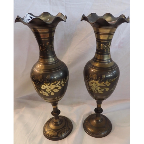 1204 - Pair of metal vases. Not available for in-house P&P