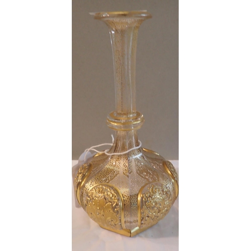 1216 - Gilt Bohemian glass stem vase, H: 18 cm. P&P Group 2 (£18+VAT for the first lot and £3+VAT for subse... 