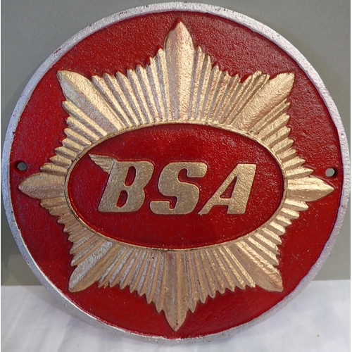 1229 - Cast iron BSA gold star plaque, W: 30 cm. P&P Group 1 (£14+VAT for the first lot and £1+VAT for subs... 