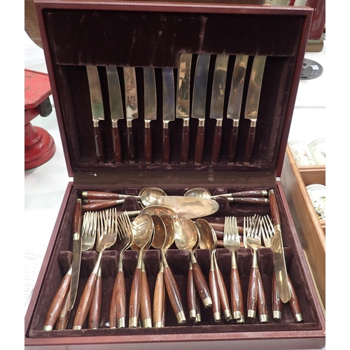 1261 - Thai six place setting bronze boxed cutlery set. Not available for in-house P&P