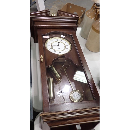 1269 - Mahogany cased westminster chime wall clock. Not available for in-house P&P