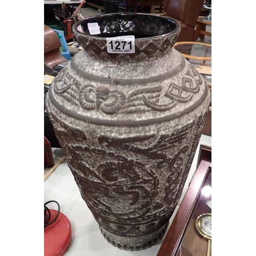 1271 - Large stoneware vase H:31cm. Not available for in-house P&P