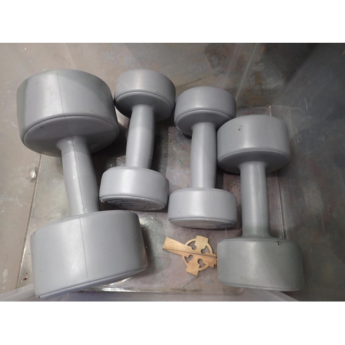 1322 - Set of four dumbbells. Not available for in-house P&P