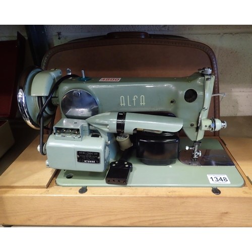 1348 - Alfa Sew-tric electric sewing machine with cover. Not available for in-house P&P