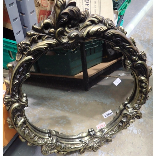 1360 - Ornate gilt framed wall mirror. Not available for in-house P&P