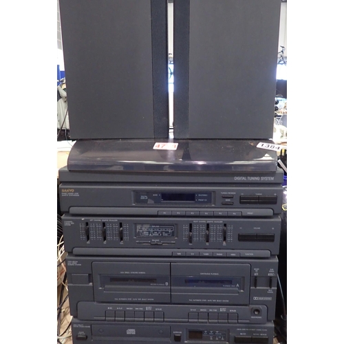 1384 - Sanyo DC-X502 stereo sound system. All electrical items in this lot have been PAT tested for safety ... 