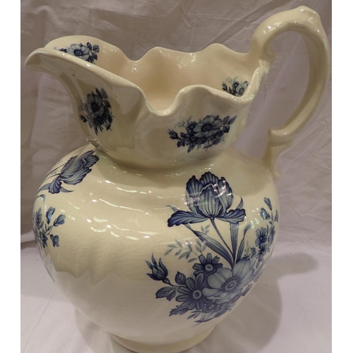 1388 - Ironstone blue and white jug. Not available for in-house P&P