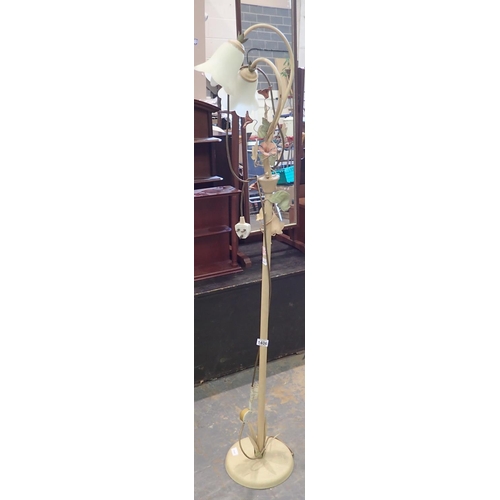 1406 - Long floor standing lamp with decorative flowers. Not available for in-house P&P