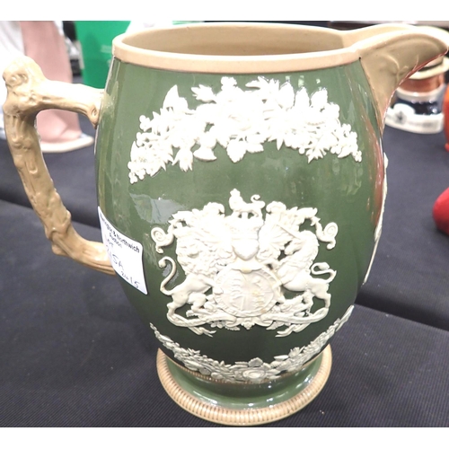 215A - Copeland late Spode jug commemorating the Diamond Jubilee of Queen Victoria, sprigged in white with ... 
