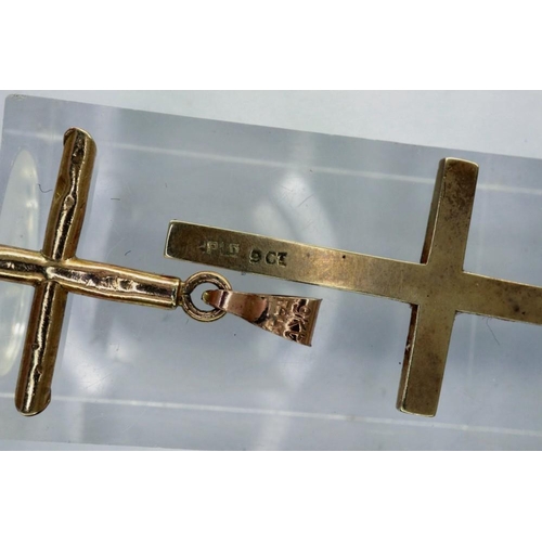 21 - Two 9ct gold cruciform pendants, largest H: 30 mm, 1.8g. P&P Group 1 (£14+VAT for the first lot and ... 