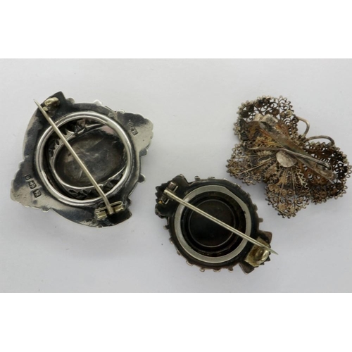 24 - Three silver brooches including a hallmarked silver example, largest L: 40 mm. P&P Group 1 (£14+VAT ... 