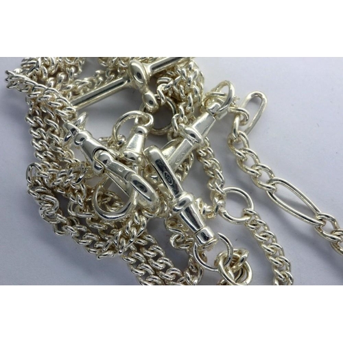 28 - Two 925 silver T bar neck chains, L: 43 cm. P&P Group 1 (£14+VAT for the first lot and £1+VAT for su... 